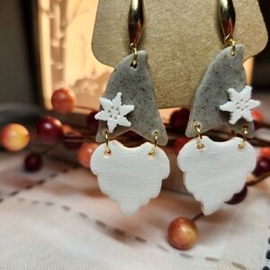 Chic Gold and White Leaf Earrings